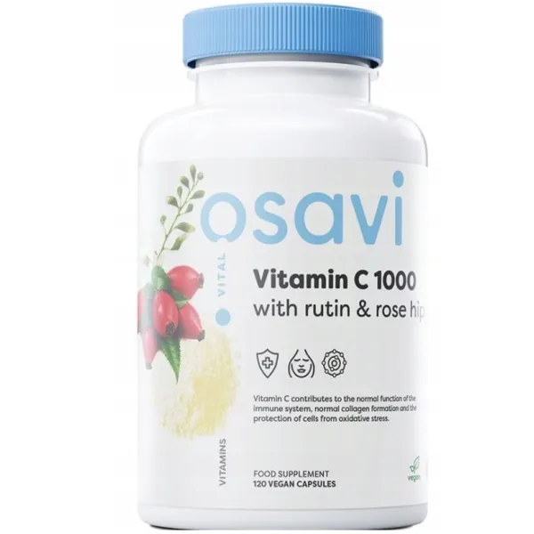 Witamina C 1000 z rutyną i dziką różą  120 kaps. Osavi