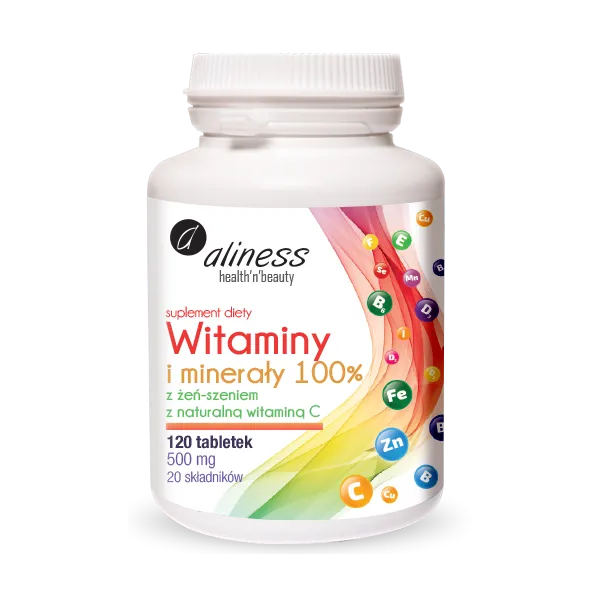 Witaminy i Minerały 100% 120 tabl.  Aliness