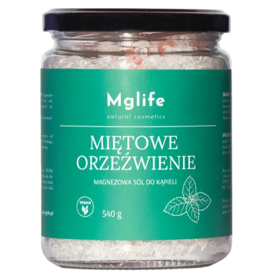 Miętowe orzeźwienie magnezowa sól do kąpieli 540g Mglife Miętowe orzeźwienie magnezowa sól do kąpieli 540g Mglife