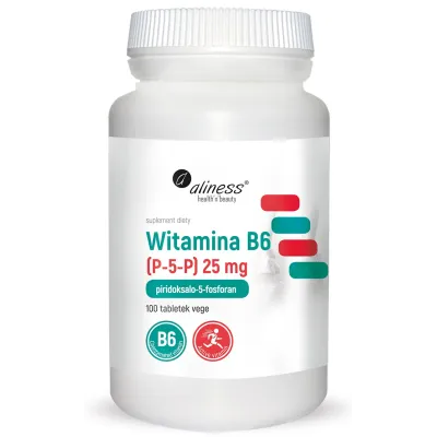 Witamina B6 (P-5-P) 25 mg x 100 tabletek VEGE Aliness Witamina B6 (P-5-P) 25 mg x 100 tabletek VEGE Aliness