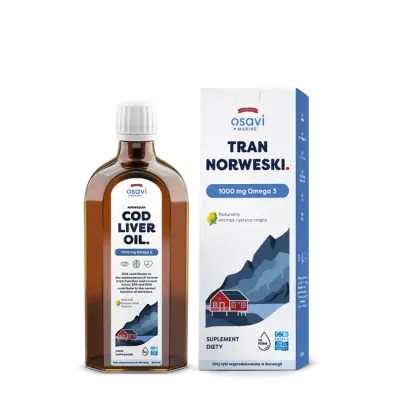 Tran Norweski 100mg Omega 3 cytryna-mięta 250ml Osavi