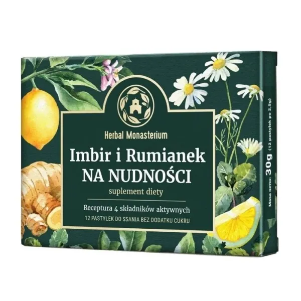Imbir i Rumianek na Nudności 12 pastylek do ssania Herbal