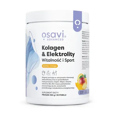 Kolagen Elektrolity Witalność i Spotr Ananas, Mango 390g Osavi