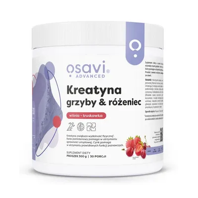 Kreatyna, Grzyby, Różaniec, Wiśnia Truskawka 300g Osavi