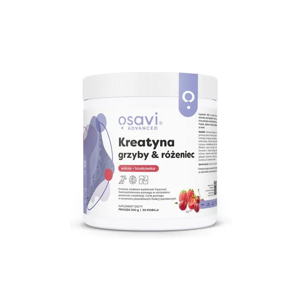 Kreatyna, Grzyby, Różaniec, Wiśnia Truskawka 300g Osavi