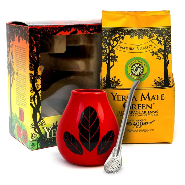 Zestaw w pudełku Mate Green Silueta 400g + Bombilla Liza + Hoja Red